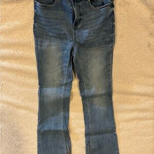 Classic Blue High Rise Slit Flare Women's Jeans